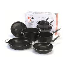 Scopri su unieuro l'offerta di batterie di pentole tognana porcellane batteria 8 pezzi stone&wood: Agnelli Batteria Di Pentole 5 Pezzi Con Scatola Linea Al Black 3 Mm Eprice