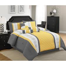 Lotus home bacteria inhibiting diamond stitch comforter mini set, king. Legacy Decor 7 Pc Grey Yellow And White Striped Comforter Set With Embroidered Design Full Size