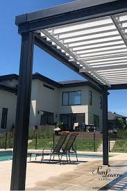 Sunlouvre Pergolas Modele A Lames Integrees 100 Aluminium De Couleur Noir Et Blanc Avec Un Toit Pergola Pergola Bioclimatique Pas Cher Pergola Bioclimatique
