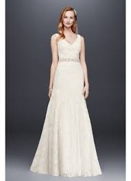 Jewel Lace Wedding Dress With Scalloped V Neck David S Bridal