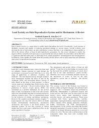 Pdf Lead Toxicity On Male Reproductive System And Its Mechanism A Review