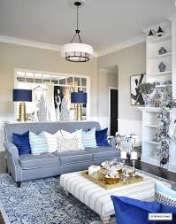 Blue And White Christmas Living Room Citrineliving Blue Living Room Decor Blue And Gold Living Room Blue And White Living Room