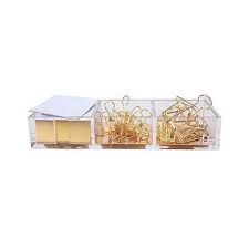 Clarity Gold Notes Holder With Cube Memo Pad 320 Sheets Acrylic 3 In 1 Drawer Organizer By Draymond Work Office Decor Gold Office Decor Gold Home Accessories