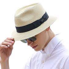 Amazon Com Deevoov Men S Straw Fedora Hats Teardrop Snap Brim Summer Trilby Outback Sun Hat Gateway Sun Hats Straw Fedora Fedora Hat