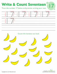 Trace Number 17 Worksheet Education Com Preschool Tracing Learning Numbers Number Activities Kindergarten