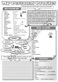 This personal monthly budget template by excel is easy to use—just fill in a few cells and the rest is calculated automatically. My Personal Profile Writing And Speaking About Yourself For Adult Students Esl Worksheet By Svetamarik Svetlana