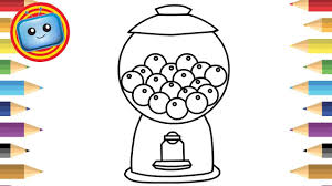 How To Draw A Gumball Machine Simple Drawing Game For Kids Colouring Drawing Games For Kids Kids Coloring Books Easy Drawings