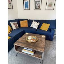 It is built to be sturdy and reliable in your living room. Handcrafted L Rustic Coffee Table With Storage L Hairpin Legs Bear Claw Reclaimed