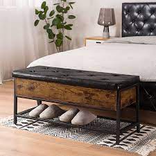 Maybe you would like to learn more about one of these? Buy Apicizon Industrial Storage Bench End Of Bed Bench With Padded Seat And Metal Shelf Shoe Storage Bench For Bedroom Hallway Living Room Entryway Rustic Brown Online In Indonesia B08fmh2jc6
