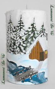 Daca doriti ca felicitarile din hartie oferite sa fie cu adevarat personalizate, puteti sa incercati sa faceti felicitari de craciun pictate cu manuta. Lumanare Craciun Peisaj Iarna Pictata Manual Candles Shower Curtain Handmade