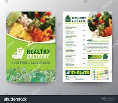 Food Delivery Flyer Pamphlet Brochure Design Vector Template In A4 Size Healthy Meal Green Color Restaurant Me In 2020 Brochure Food Food Delivery Food Poster Design