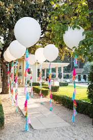 Backyard Balloon Decoration Ideas For Birthday Party At Home Groovy 50th Birthday Bash Catchmyparty Com Summer Party Decorations Outdoor Party Decorations Party Balloons