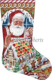 Santa S Gingerbread House Hand Painted Needlepoint Stocking Canvas Hand Painted Canvases Axs327 Cross Stitch Christmas Stockings Needlepoint Christmas Needlepoint Christmas Stockings