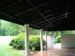 Stationary Patio Awning Featuring Sunbrella Fabric W Black Powder Coated Frame And Column Accents By Alpha Canvas Awnin Pergola Patio Awning Pergola Shade