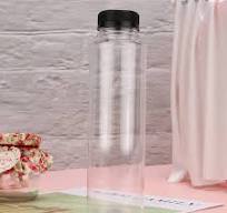 Transparent PET Storage Bottles for Juice and Water 6 Bottles with Black  Lids 360ml Each