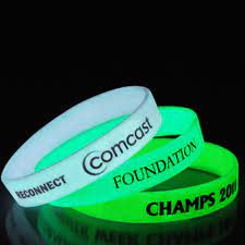 Available in you color of choice, these 5in. Custom Glow In The Dark Wristband Gd98409