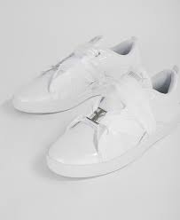 white puma smash bkl patent sneakers