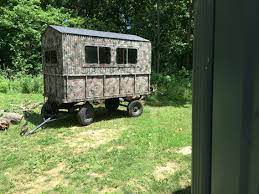Portable deer blind made from dump wagon with sliding camper windows. All  aluminum bed and insulated. | Deer hunting blinds, Deer hunting, Hunting  blinds