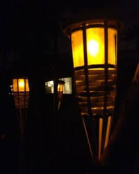 New 2 Pcs Solar 5 Leds Flickering Amber Tiki Torch Made From Real Bamboo 33 90 Tiki Torches Solar Lights Led Lights