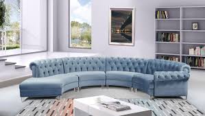 Anabella 4 Blue Sectional Sofa 697 Meridian Furniture Sectional Sofas Sectional Sofa Meridian Furniture Curved Couch