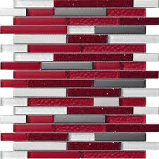 Glass tile is available for backsplashes in just about any style, from rectangular subway tiles to mosaic and penny styles, so the arrangement you decide on will be entirely up to you in the end. Quartz Red Strip Mosaic Tile Red Backsplash Tile Sparkly Red Quartz Backsplash Red Kitchen Backsplash Bathroom Walls Shower Wall Accent Wall