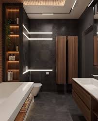 Do You Like The Black Color In Bathroom Together With Wood Elements Rate 1 10 Follo Master Bathroom Design Bathroom Interior Design Modern Bathroom Design