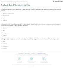 It covers over 70% of the planet, with marine plants supplying up to 80% of our oxygen,. Thailand Quiz Worksheet For Kids Study Com