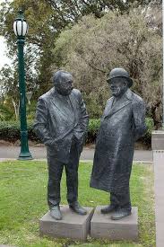 Dunstan And Bolte Statues Treasury Place Melbourne Australia Public Sculpture Melbourne Statue
