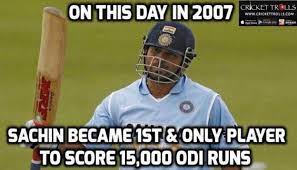 Onthisday Sachin Tendulkar Completed 15000 Runs In Odi S For More Cricket Fun Click Http Ift Tt 2gy9biz Http I Cricket Latest Cricket News Cricket News