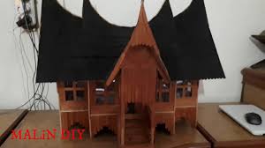 Gambar rumah adat riau dari stik es krim. Rumah Gadang Dari Stik Es Kirim Bekas Diy Craft Youtube