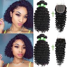 Highest quality deep wavy weaving hair from bobbi boss. Brazilian Deep Wave Human Hair 3 Bundles With Closure 12 14 16 12 Unprocessed Deep Curly Hair Weave Bundles With Lace Closure Free Part Deep Wave Hair Wet And Wavy Walmart Canada
