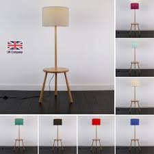 Modern Oak Effect Wood 3 Legged Side End Coffee Floor Table With Built In Lamp Floor Table Floor Lamp With Shelves Flooring