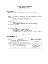 Visi dan misi ini dirancang dan direkayasa pada pendirian organisasi untuk menjadi panduan bagi kepemimpinan organisasi. Program Kerja Bendahara