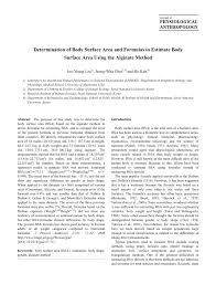 pdf determination of body surface area and formulas to