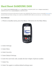 Hard Reset SAMSUNG Z400