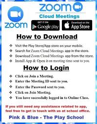 Download and install zoom cloud meetings in pc and you can install zoom cloud meetings 5.6.0.1592 in your windows pc and mac os. Dear Parents Pink And Blue The Play School Regd Facebook