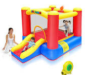 JOYMOR Casa inflable de rebote para interiores para niños de 3 a 6 años con  soplador de aire y aro de baloncesto, pequeña casa de rebote para niños y  ...