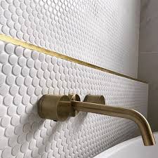 Merola tile hudson penny round matte black 12 in. Penny Perfect Loving This Close Up From Golden Edge Tiling Using Our Matt White Penny Rounds Penny Tiles Bathroom Penny Round Tile Bathroom Black Bathroom
