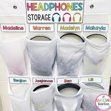 headphone storage using shoe organizers classroom hacks