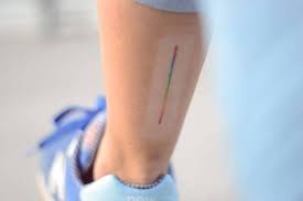 Cmyk Color Line Tattoo On The Left Leg Line Tattoos Tattoos Cmyk Tattoo
