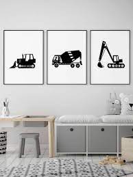The Bulldozer Print In Black And White For Boy Room Decor This Transportation Wall Art Can Be A Stand Alone Large Baby Boy Room Decor Boys Room Decor Boy Room