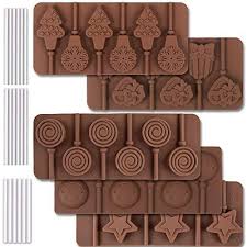 Moule A Sucettes Cozihom 6 Cavites En Silicone Moule A Chocolat Rond Etoiles Et Cœurs Nœuds Noel Forme De Sourire 5 Pi Sucette Bonbons De Noel Sucette Chocolat