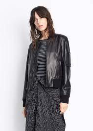 Vince Leather Bomber Black Vince Cloth Jackets For Women Clothes Edgy Leather Jacket