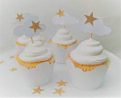 Cloud Star Cupcake Wrapper Shimmer 12 White Baby Shower Etsy In 2021 Star Baby Shower Theme Twinkle Twinkle Baby Shower Cloud Cupcakes