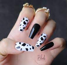 Black White Cow Print Luxury Press On Nails Gel Press On Etsy In 2021 Ballet Nails Acrylic Nails Coffin Short Stylish Nails