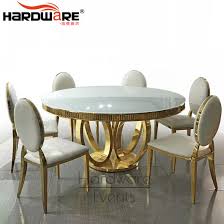 Find the perfect home furnishings at hayneedle, where you can buy online while you explore our room designs and curated looks for tips, ideas & inspiration to help you along the way. Uxury Mdf Round Tops Stainless Steel Base 8 Seats Dining Table Set China Stainless Steel Dining Table Set Glass Top Dining Table Made In China Com