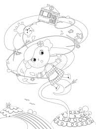 Ilustracao Sobre O Wizard Of Oz A Menina Dorothy Esta Voando No Tornado Do Vento Com Seus Cao E Casa Colorindo O Vetor Magico De Oz Colorir Feiticeiro De Oz