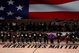 Mlb players, including mookie betts, kneel for opening day national anthem to support black lives matter betts and multiple members of the giants took a knee during the anthem by r.j. Nba Returns With Players Coaches Refs Kneeling During National Anthem National Globalnews Ca