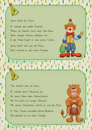 Verben Fasching Profi Reif Fur Die Ferien Grundschule Gedicht Grundschule