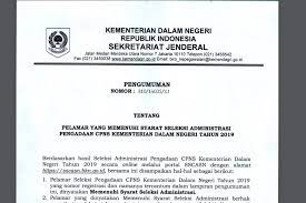 Kotak pos 2005 jakarta 10020. Pengumuman Seleksi Administrasi Cpns Kemendagri 7 486 Orang Lolos